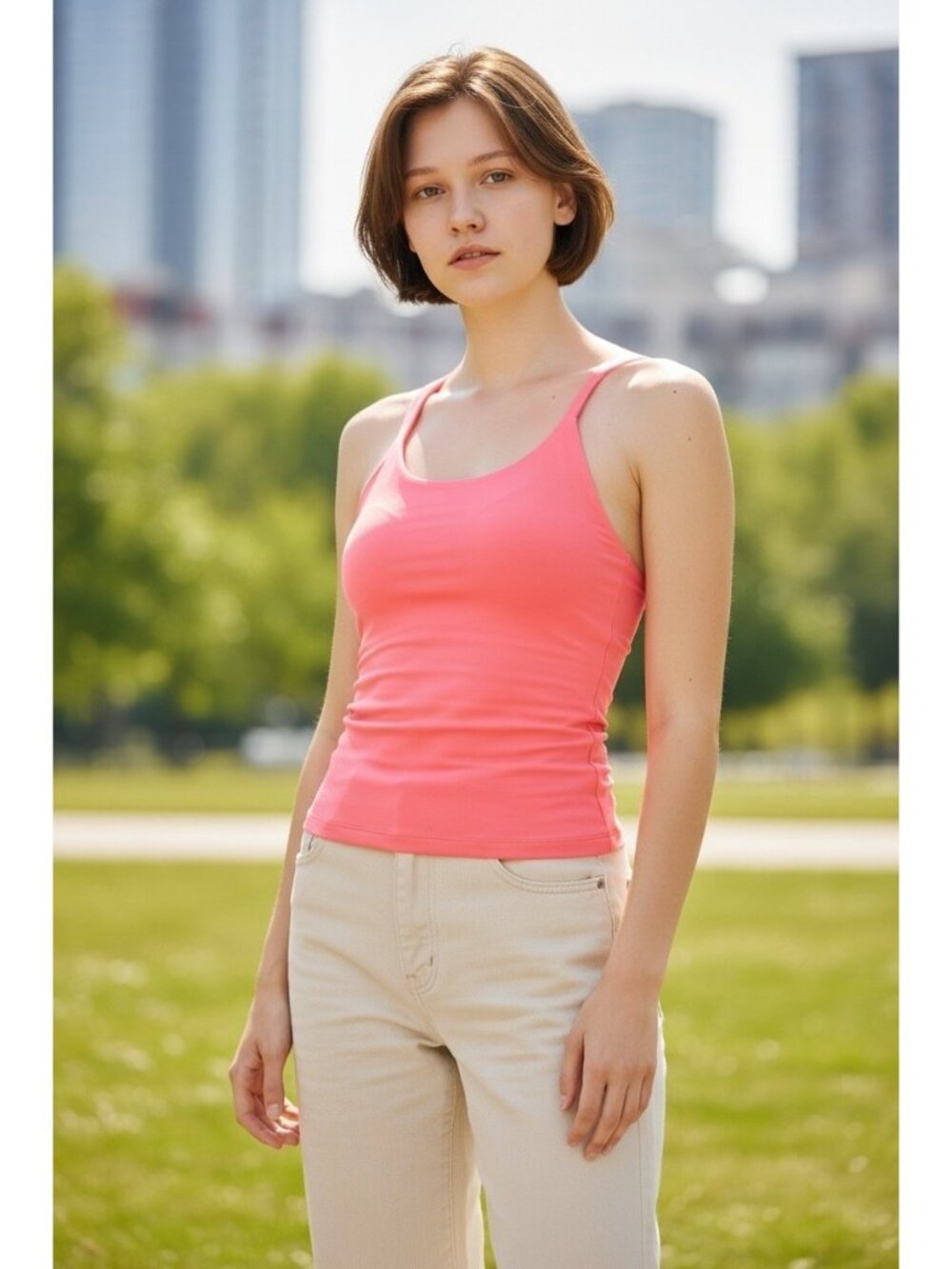 lululemon Power Y Tank Top Coral Pink Built-In Bra Size 10